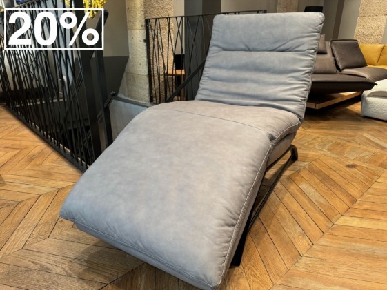 Chaise longue relax électrique ABSOLUTE cuir Skin Vintage grey