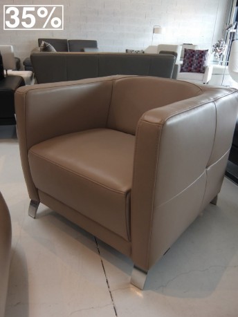 Fauteuil AM.SUGAR, cuir pleine fleur Victory taupe