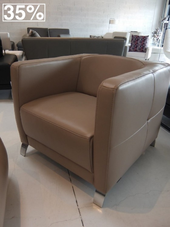 Fauteuil AM.SUGAR, cuir pleine fleur Victory taupe