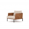 AMAZERLOUNGE fauteuil cuir & tissu compact cubique & chic