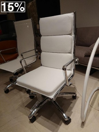 Fauteuil de bureau en cuir pleine fleur blanc LIGHT LUXY