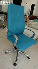 Fauteuil de direction dossier haut ergonomique ONE cuir pleine fleur bleu