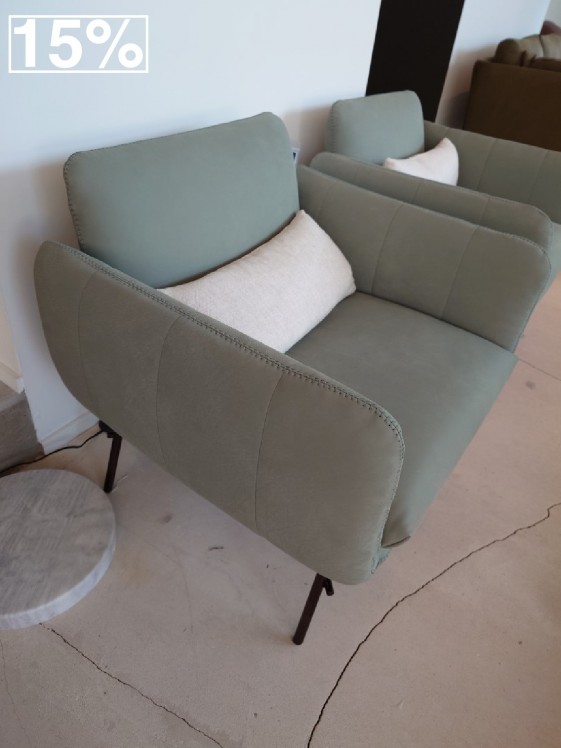 Paire de fauteuils cuir Ranger bleu vert BB.TOMY