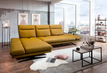 ABOVER, canapé d'angle 4 places chaise longue dossiers réglables, cuir ou tissu