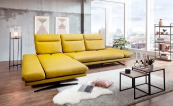 ABOVER, canapé d'angle 4 places chaise longue dossiers réglables, cuir ou tissu