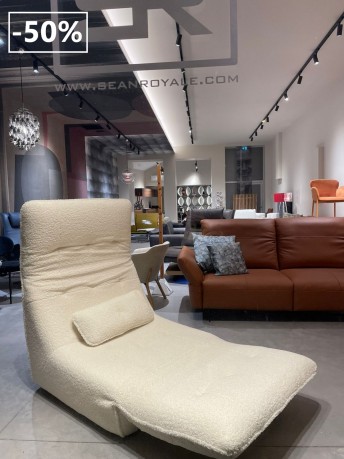 AMAZE.ME fauteuil lounger tissu ivoire bouclettes Ourson