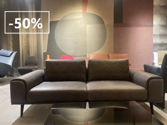 Canapé cuir pleine fleur Vintage graphit ciré JOHN.B 2,5 places