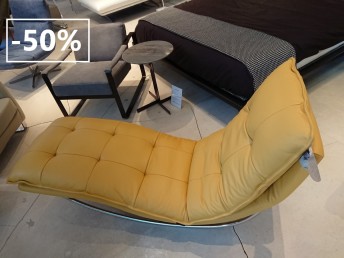 Chaise longue design en cuir jaune safran à bascule SWING-SWING
