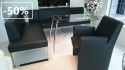 Ensemble coin repas + fauteuil + table cuir noir SeaSide