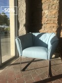 Fauteuil cosy confort HAPPY.SIXTEEN en cuir bleu ciel Burlington