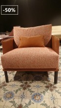 Fauteuils AMAZERLOUNGE en cuir Ranger cognac et tissu tweed, la paire