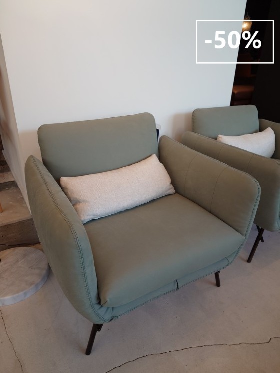 Paire de fauteuils cuir Ranger bleu vert BB.TOMY