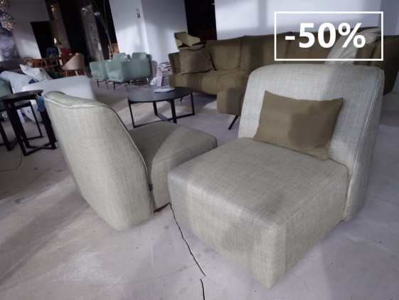 Paire de fauteuils sans accoudoir HEARTY.B tissu chiné vert tilleul