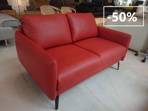 Petit canapé en cuir rouge orange MINIMAX confort souple & design