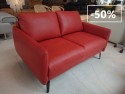 Petit canapé en cuir rouge orange MINIMAX confort souple & design