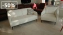 Petit salon en cuir blanc pleine fleur compact DIXIE.MISS