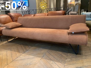 Canapé cuir nubuck BABY.LOO design teinte cougar