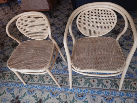 Chaise & fauteuil en bois de hêtre courbé & cannage LEGEND naturel