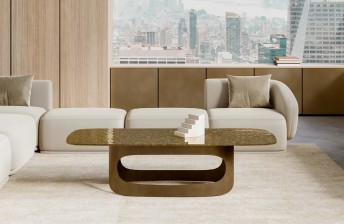 AIRED, sublime table basse rectangulaire design plateau en verre martelé ou cristal