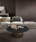 BLKMOON, table basse ronde plateau céramique, verre, marbre ou bois