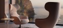 Fauteuil pivotant à oreilles design lounge cuir ou tissu GLENN