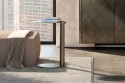Bout de canapé, petite table console ronde VALY, plateau métal ou céramique