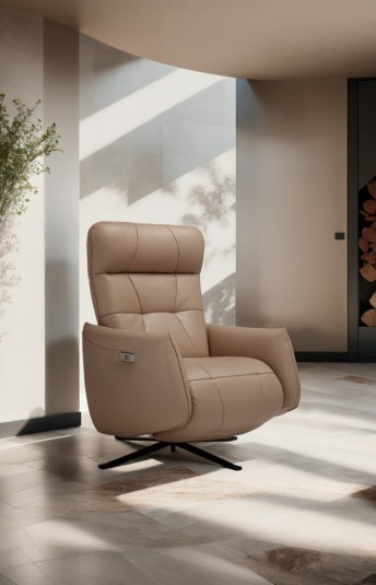 BRET.RELAX fauteuil cuir de relaxation double moteurs électrique option batterie