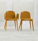 Blaine-R, ensemble 3 chaises & 3 fauteuils bois tapissé & design