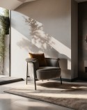 Fauteuil cuir de salon pieds métal LACHAMADE