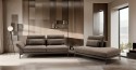Canapé angle modulable VOGUES cuir tissu & plumes