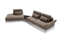 Canapé angle modulable VOGUES cuir tissu & plumes