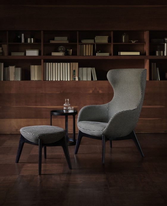 ARMAND.H, fauteuil coque egg pieds bois frêne tapissé de cuir, tissu ou nubuck