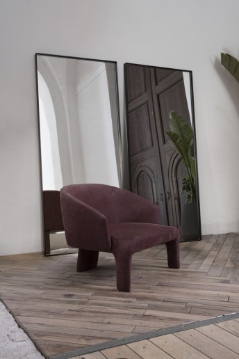 Fauteuil lounger 0HLORD! design organique, pieds gainés cuir ou tissu