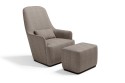 Fauteuil EUGENIA tissu ou cuir, base bois