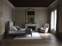 Fauteuil EUGENIA tissu ou cuir, base bois