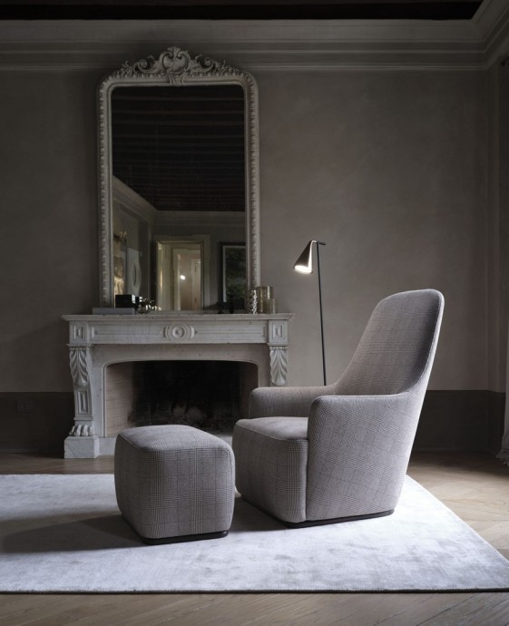 Fauteuil EUGENIA tissu ou cuir, base bois