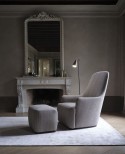 Fauteuil EUGENIA tissu ou cuir, base bois