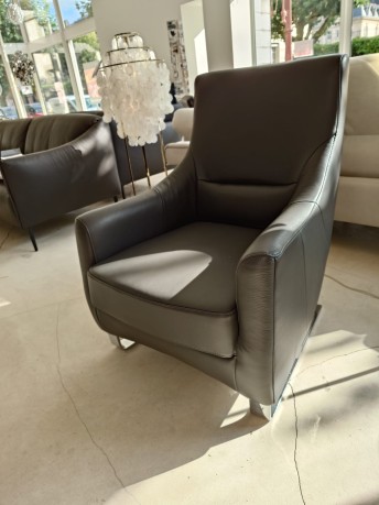 Buddy, fauteuil design cuir pleine fleur Deluxe Ultra graphite