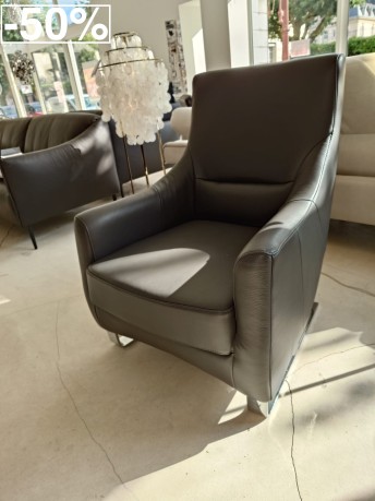 Buddy, fauteuil design cuir pleine fleur Deluxe Ultra graphite