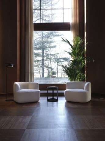 DONNADIEU, fauteuil fixe ou pivotant design organique tissu ou cuir