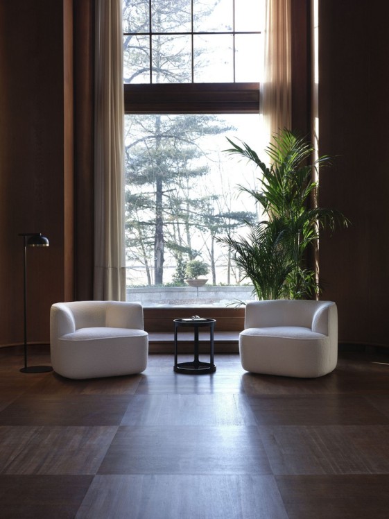 DONNADIEU, fauteuil fixe ou pivotant design organique tissu ou cuir