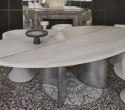 ABALONE, table ovale de salle à manger design, plateau marbre
