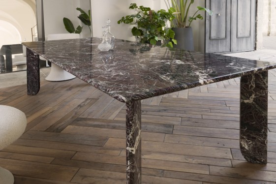 APPEAR, table rectangulaire design, plateau et pieds en marbre