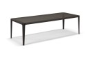 MONARQUE, table rectangulaire plateau en verre, piètement en frêne