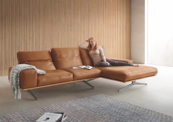 Canapé d'angle 3 places chaise longue dossiers multipositions SWEETY.TM cuir ou tissu