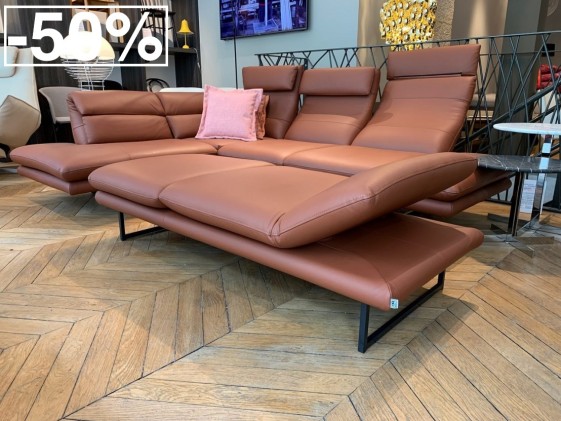 AIR.SEAN, canapé d’angle 4 places en cuir pleine fleur Deluxe 7 Terracotta