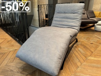 Chaise longue relax électrique ABSOLUTE cuir Skin Vintage grey
