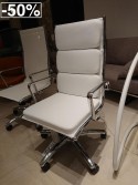 Fauteuil de bureau en cuir pleine fleur blanc LIGHT LUXY