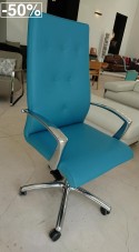 Fauteuil de direction dossier haut ergonomique ONE cuir pleine fleur bleu