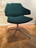 Fauteuil design MERAVIGLIA LUXY pivotant tissu vert foncé, pied étoile oblique 4 branches